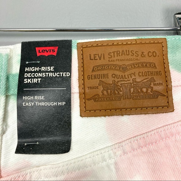 Levi’s Premium High-Rise Deconstructed Skirt Women’s Sz 2 Mini Hipster Colorful - Picture 6 of 10